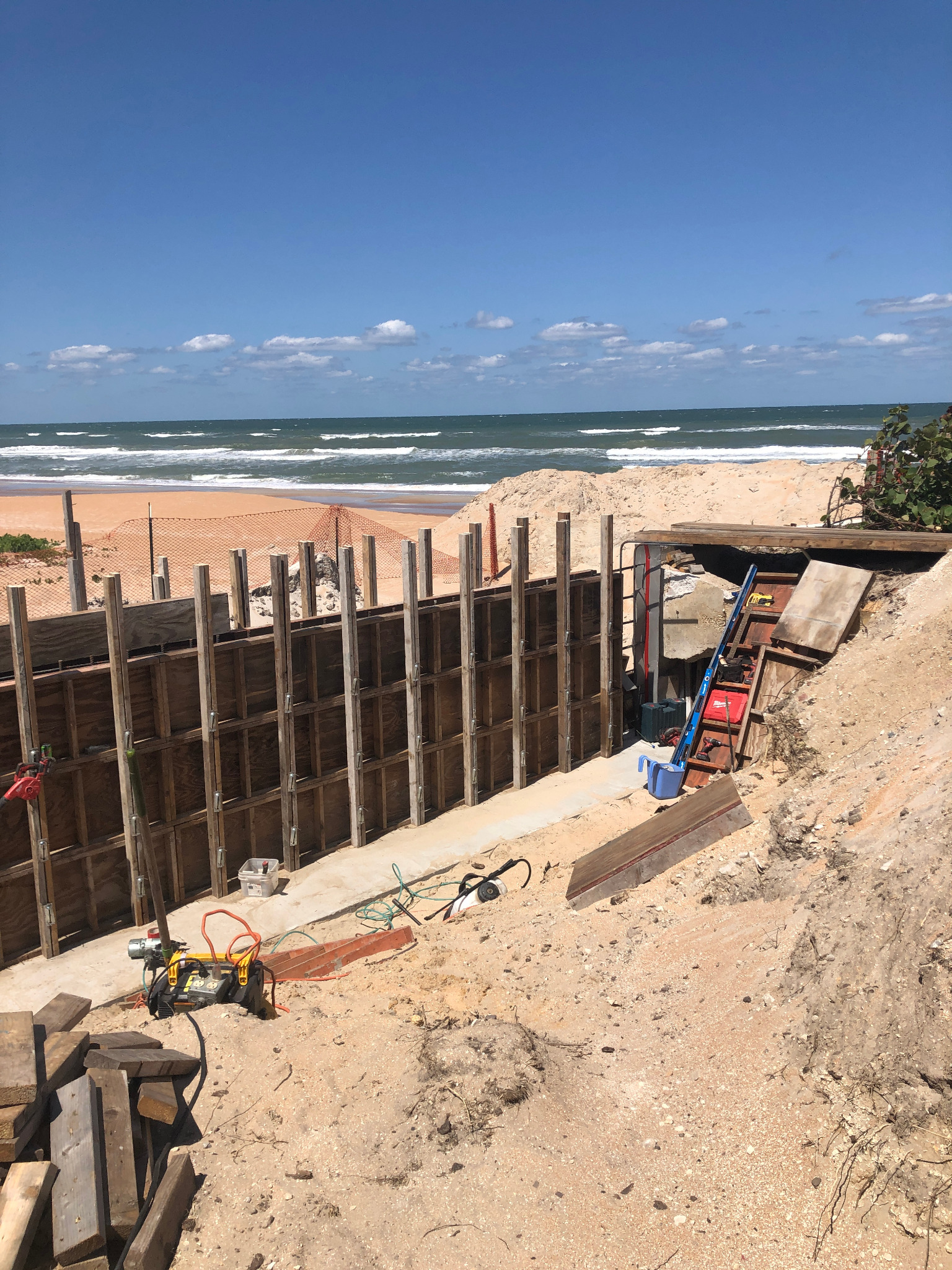 Aerial view of marine construction project